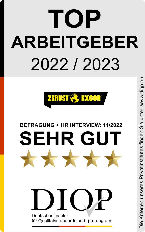 Siegel Top Arbeitgeber 2022/2023 des DIQP mit Bewertung Sehr Gut